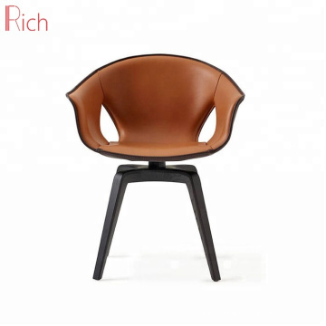 Designer living room leather ginger chair swivel armless chair